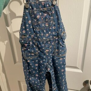 OshKosh B'gosh Denim Overalls with Pink Floral Pattern